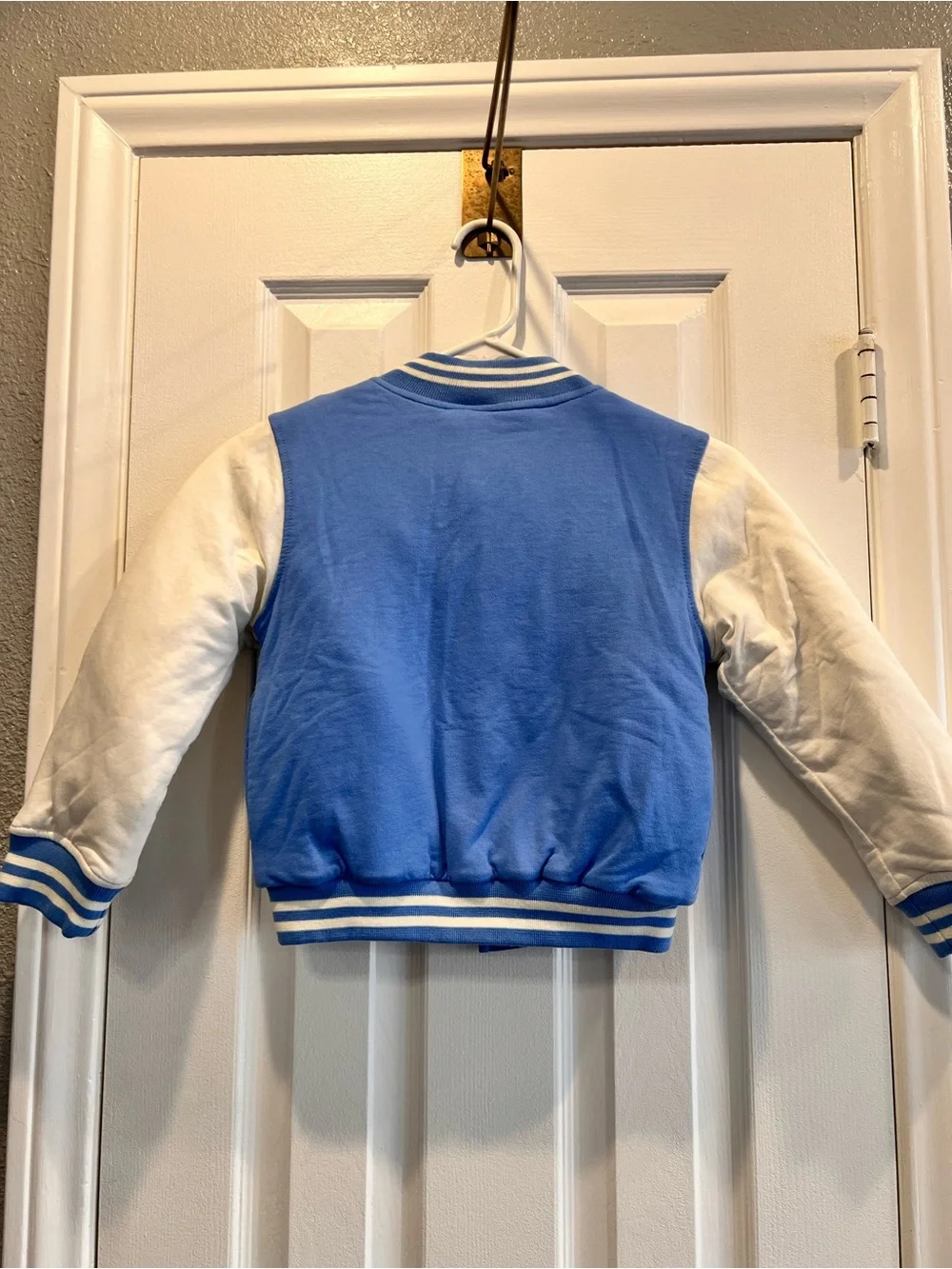 Disney Lilo & Stitch Kids Varsity Bomber Jacket Blue White Size 6 Patch Coat